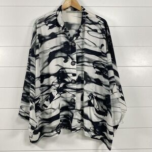 Bryn Walker Jacket Womens Large Abstract Button Front Pockets Art Made in USA